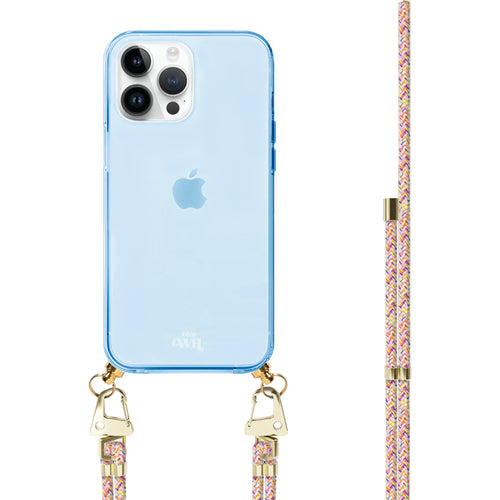 xoxo Wildhearts - iPhone 15 Pro - Rainbow Vibes Cord Case Blue