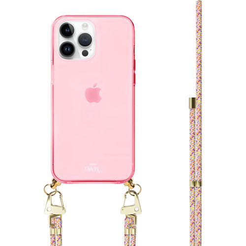 xoxo Wildhearts - iPhone 15 Pro - Rainbow Vibes Cord Case Pink
