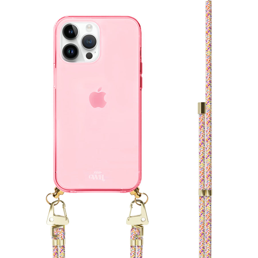 xoxo Wildhearts - iPhone 15 Pro - Rainbow Vibes Cord Case Pink