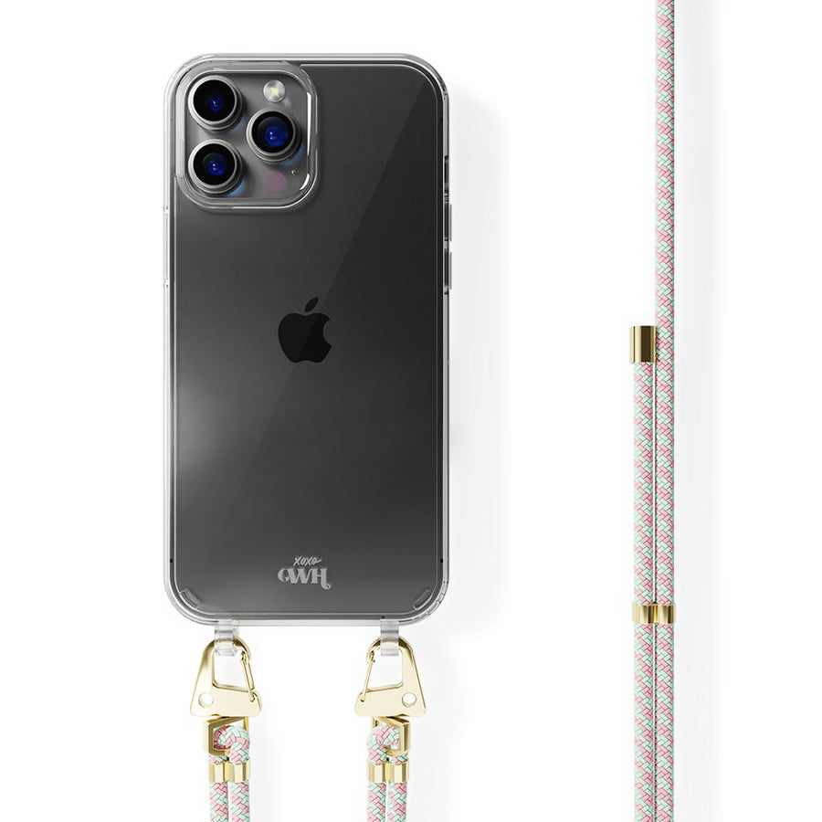iPhone 15 Pro Max - Aqua Pink Transparent Cord Case