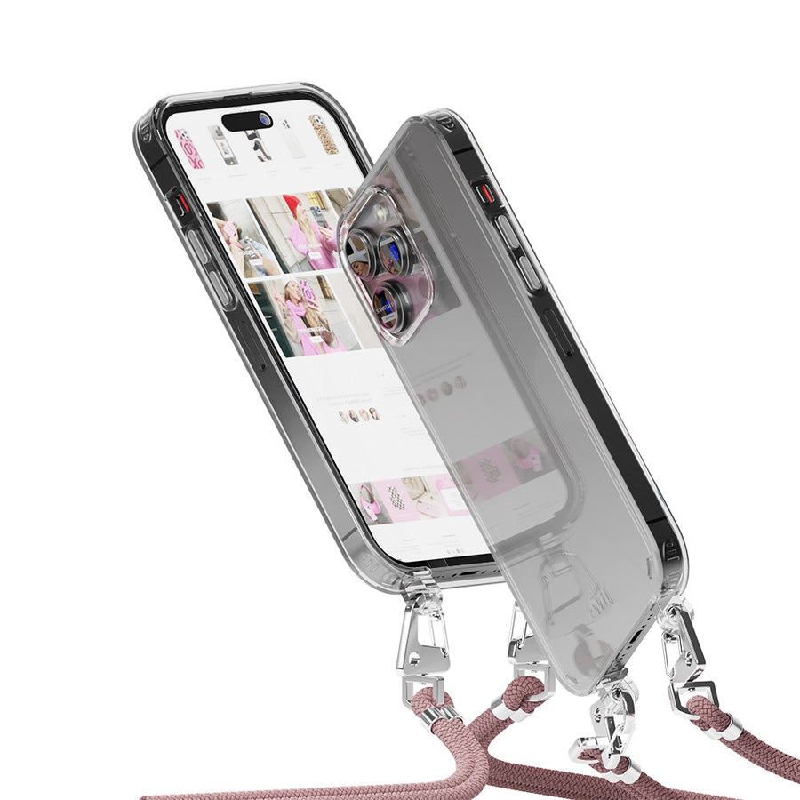 iPhone 15 Pro - rosa Stimmung transparente Kordhülle