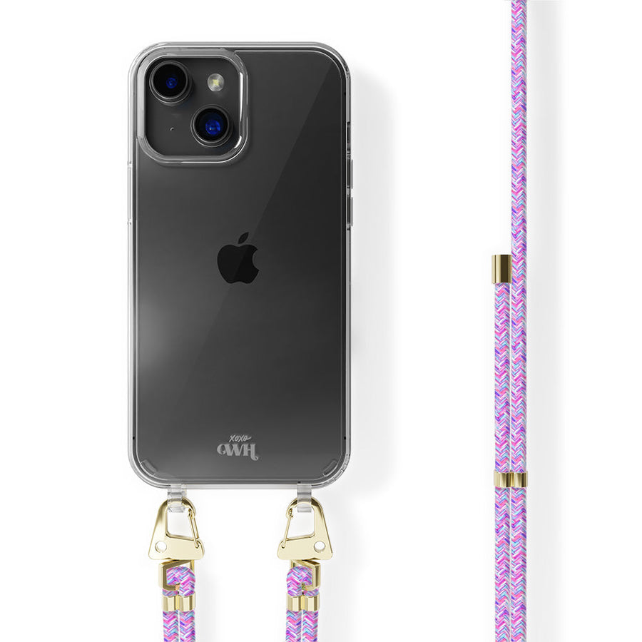iPhone 15 Plus - Wildhearts Transparent Lila Fever Cord Case