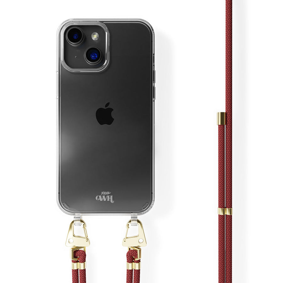 iPhone 15 Plus - Red Rules Transparant Cord Case