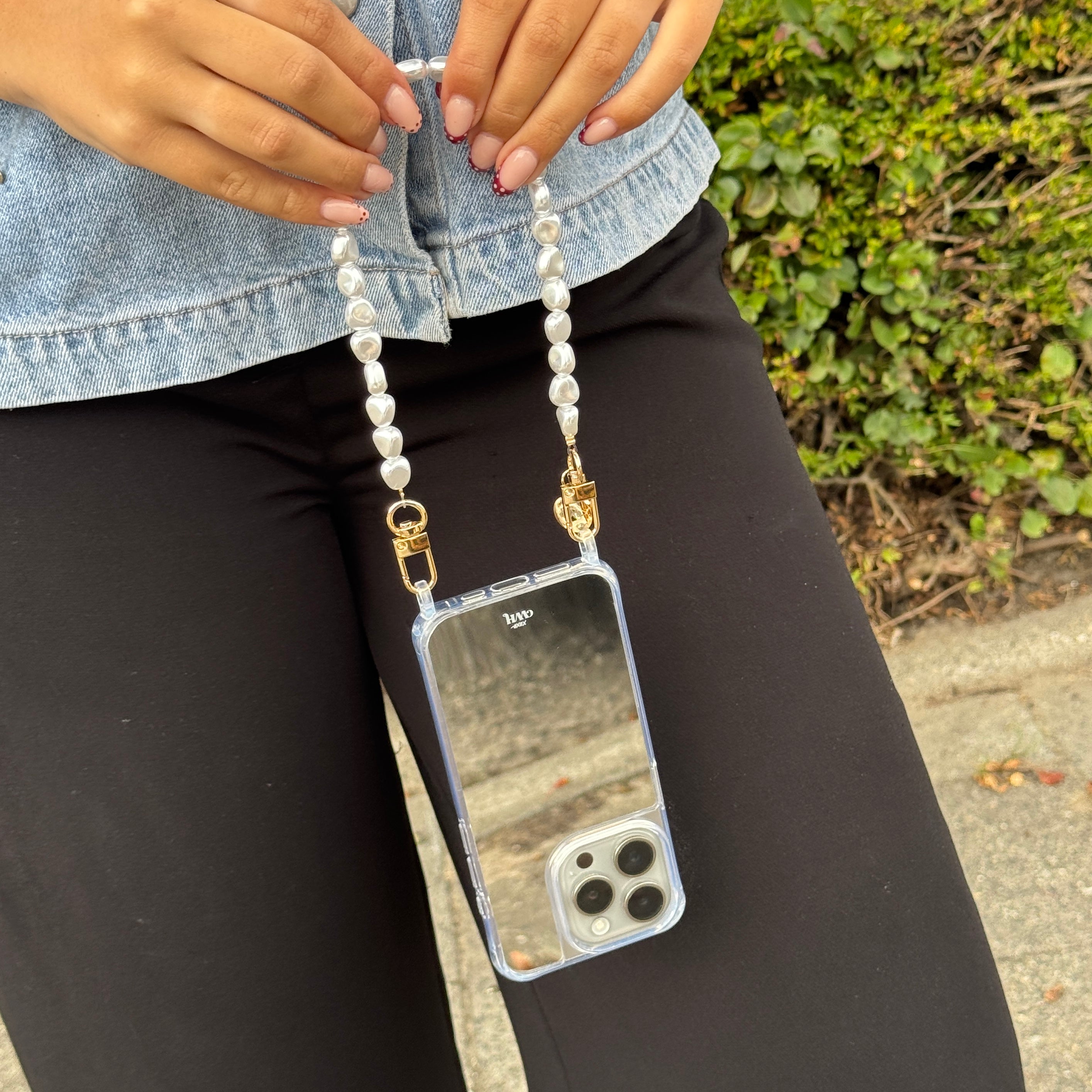 xoxo Wildhearts iPhone 15 - Pearlfection Mirror Cord Case - Short cord