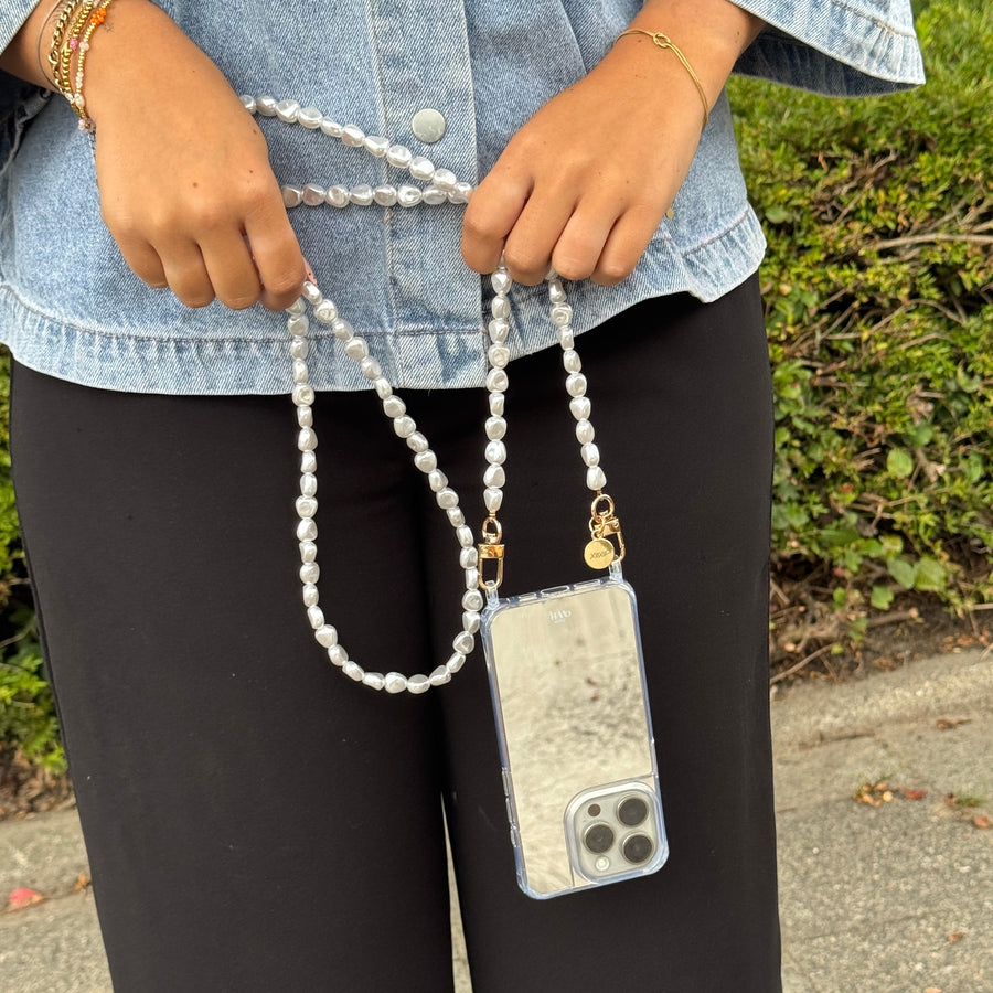 iPhone 16 Plus - Pearlfection Mirror Cord Case - Long cord