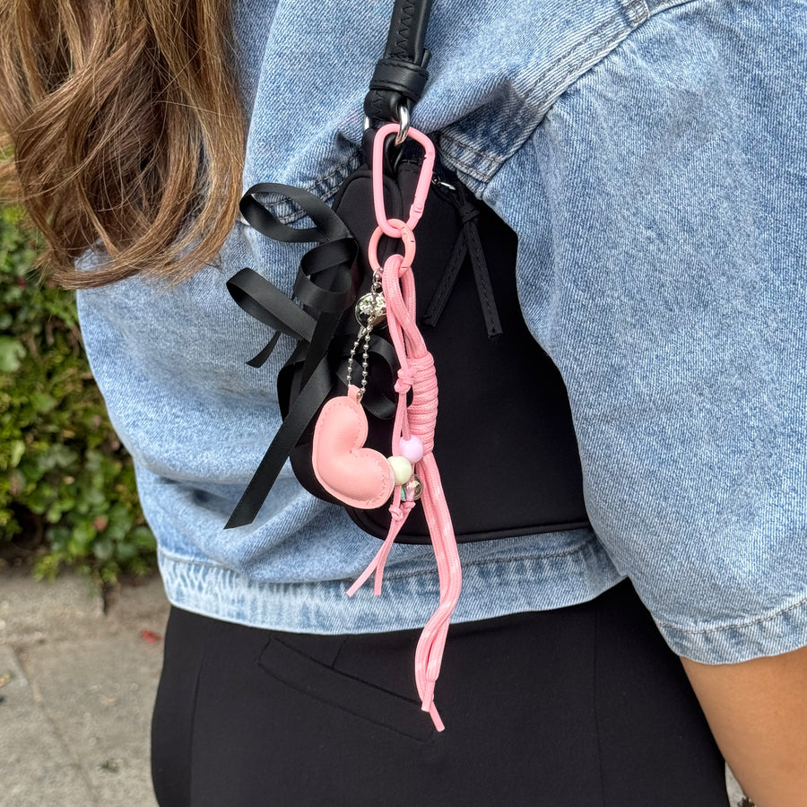 Bag Charm - Rope Heart - Pink