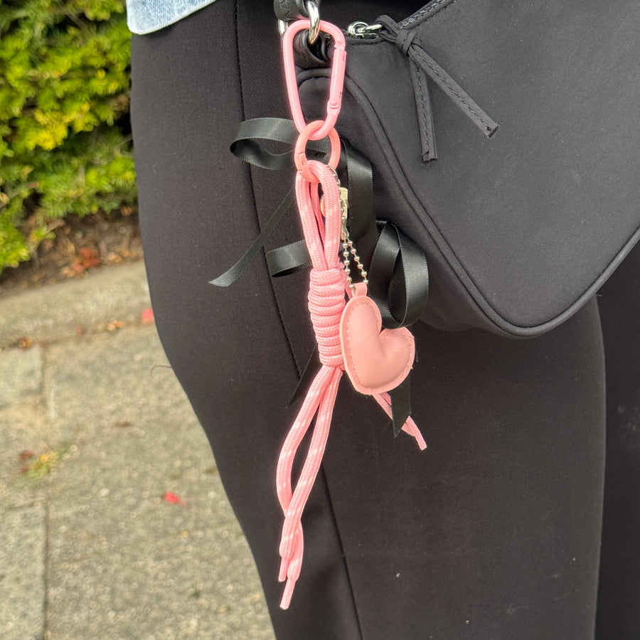 Bag Charm - Rope Heart - Pink