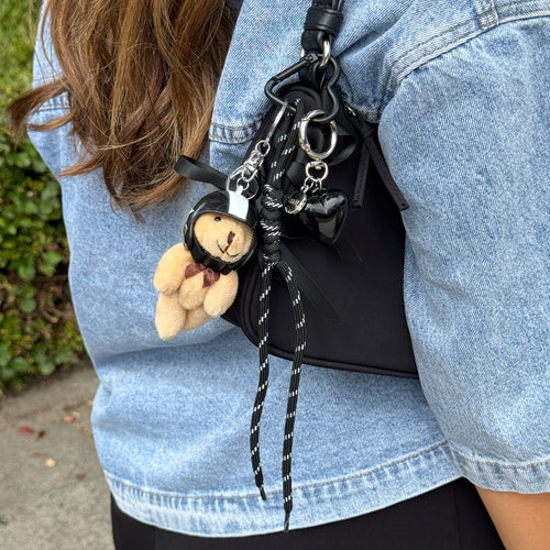 xoxo Wildhearts Bag Charm - Berry Pilot - Black