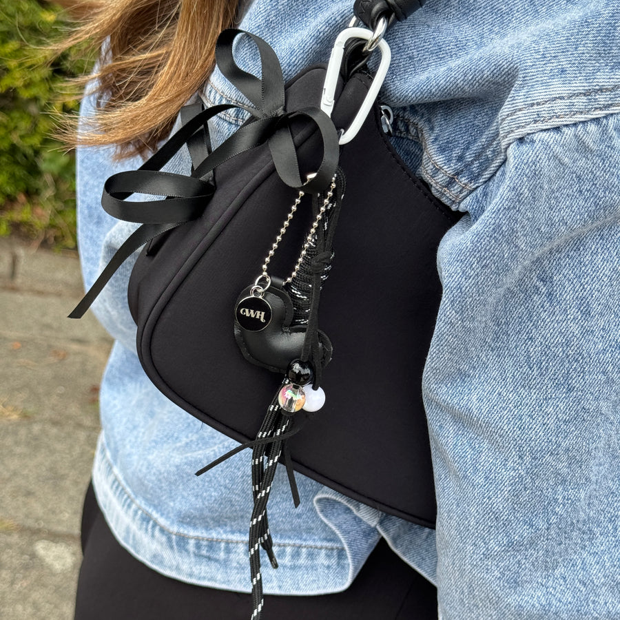 Bag Charm - Rope Heart - Black