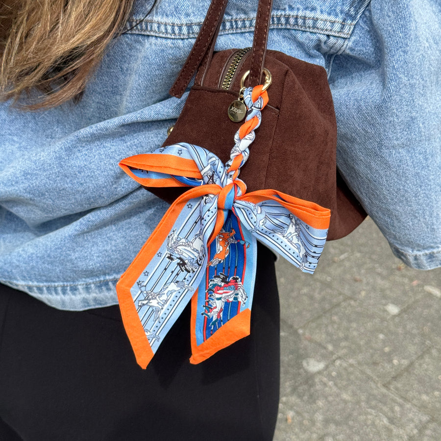 Bag Charm - Parisian Bow - Orange & Blue
