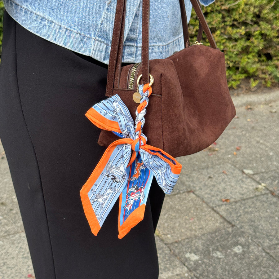 Bag Charm - Parisian Bow - Orange & Blue