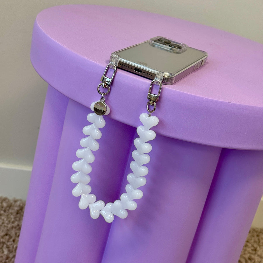 iPhone 17 Air - Funky Hearts (White) Transparant Cord Case