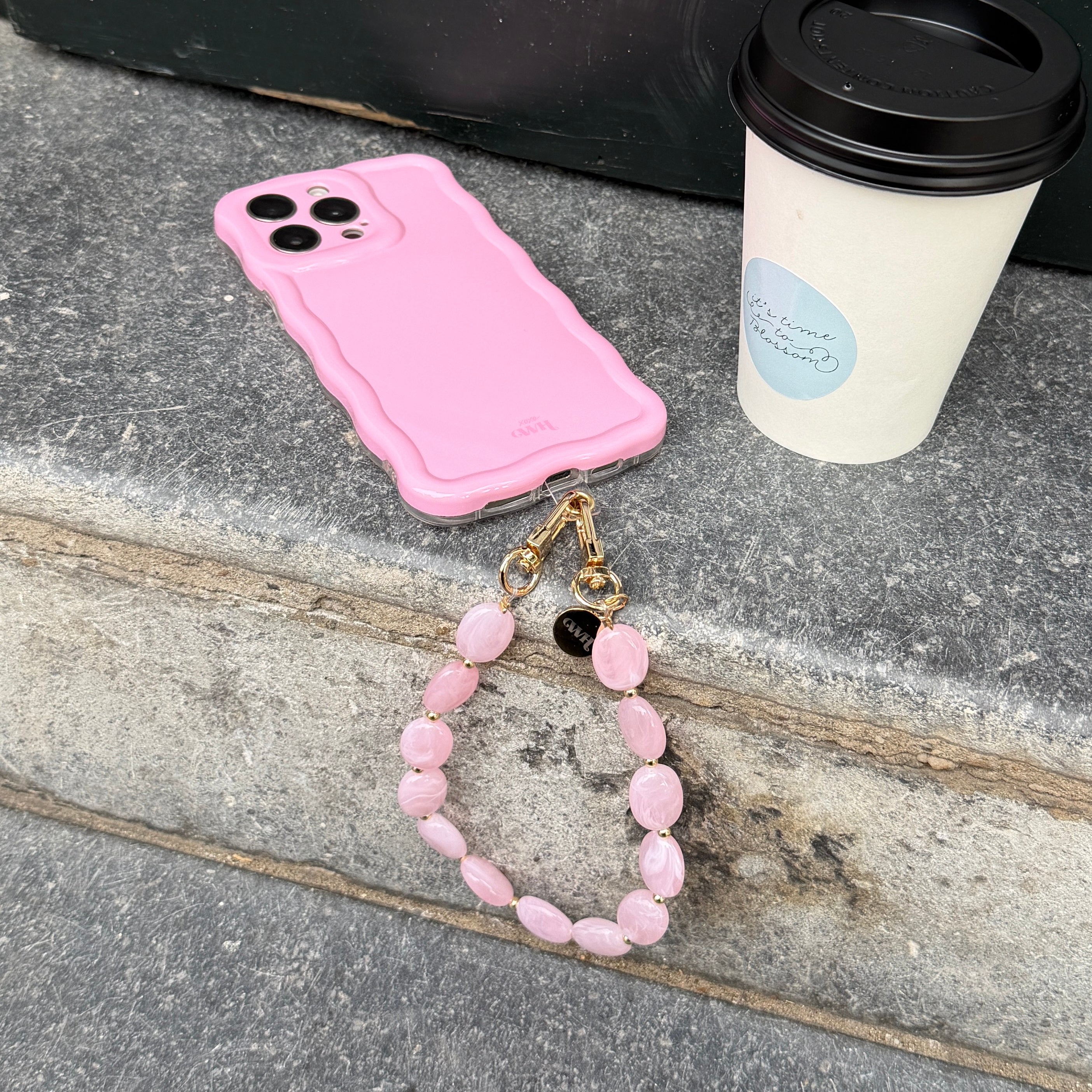 Glossy Wavy Case Bubble Blush - Ocean Cord (short) - iPhone 12