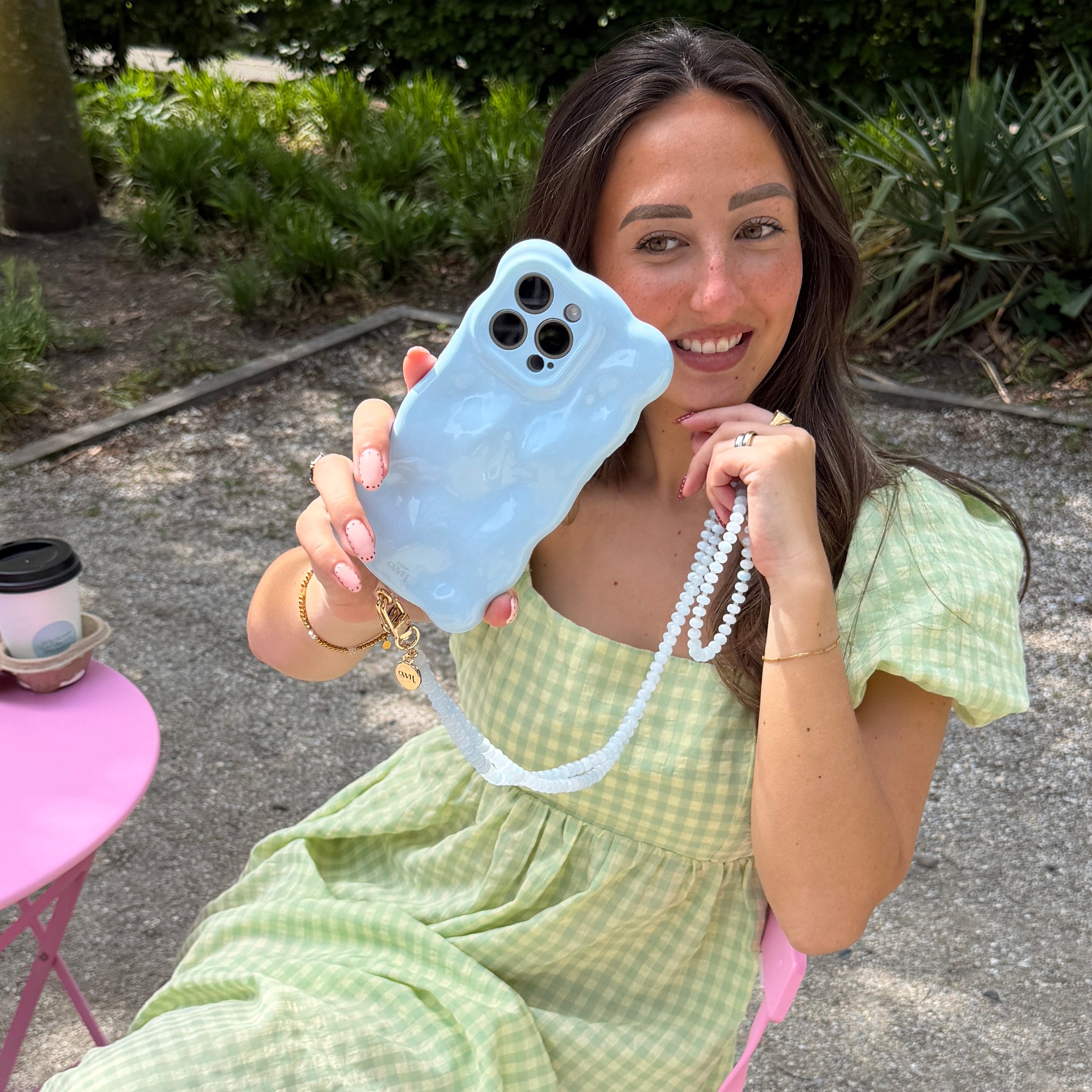 Bubbly case Ice Blue - Dusty Cord (long) - iPhone 15 Plus
