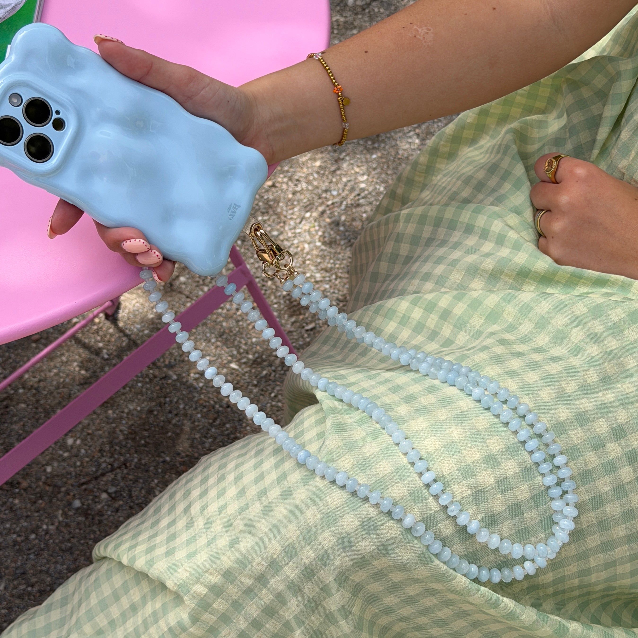 Bubbly case Ice Blue - Dusty Cord (long) - iPhone 15 Plus