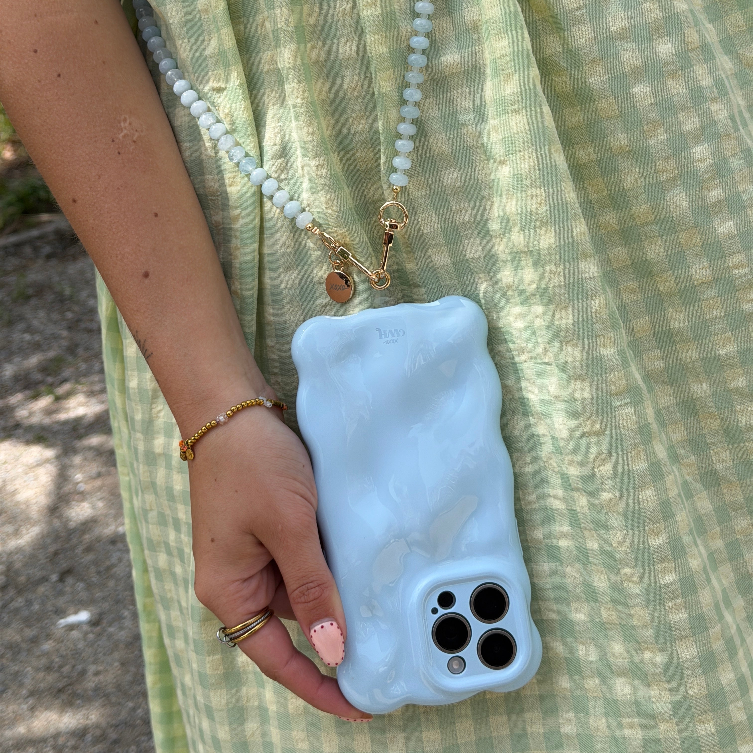 Bubbly case Ice Blue - Dusty Cord (long) - iPhone 15 Plus