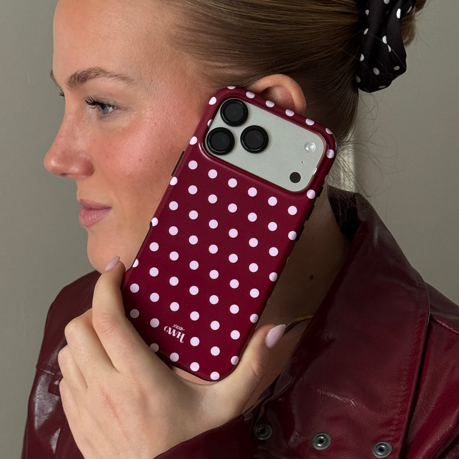 Polka Dots (Burgundy) - iPhone 15 Plus