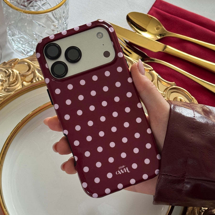 Polka Dots (Burgundy) - iPhone 15 Plus