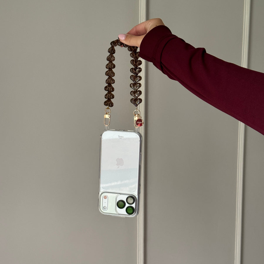 Funky Hearts (Leopard) Transparant Cord Case