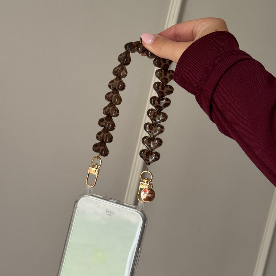 Funky Hearts (Leopard) Transparant Cord Case