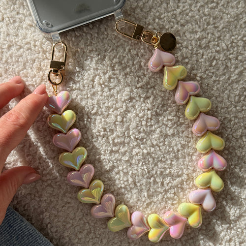 xoxo Wildhearts iPhone 11 Pro Max - Funky Hearts (Pink & Yellow Metallic) Transparant Cord Case