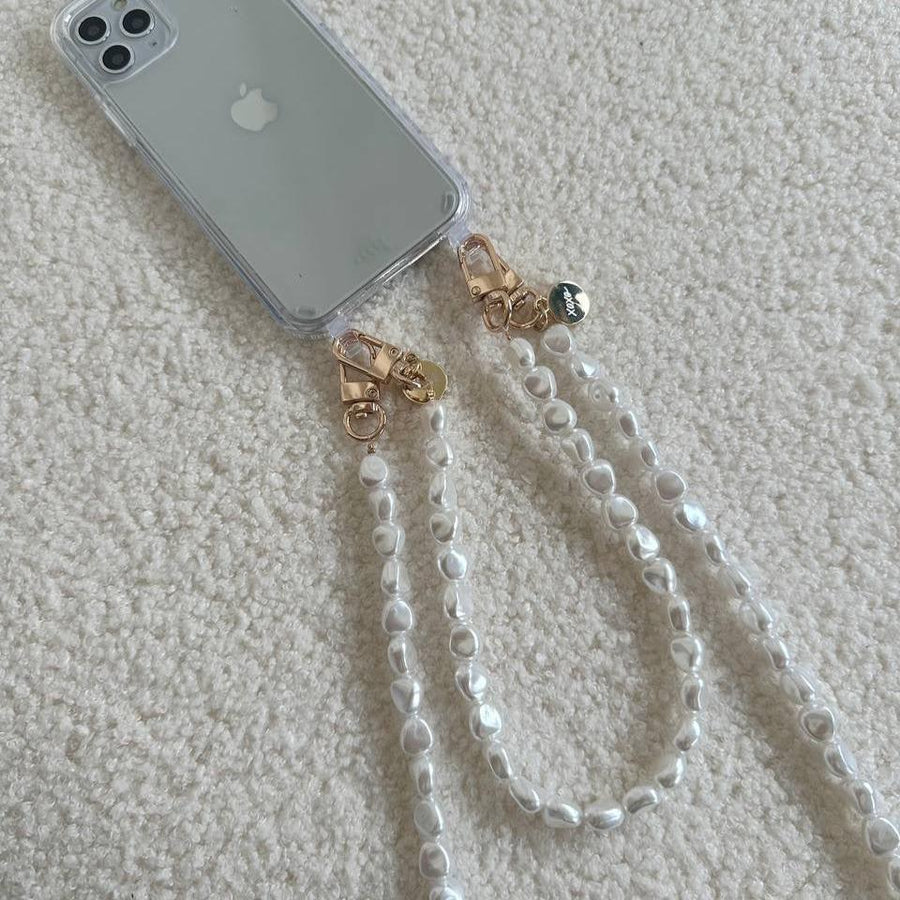 xoxo Wildhearts - iPhone 13 - Pearlfection Transparant Cord Case - Short cord