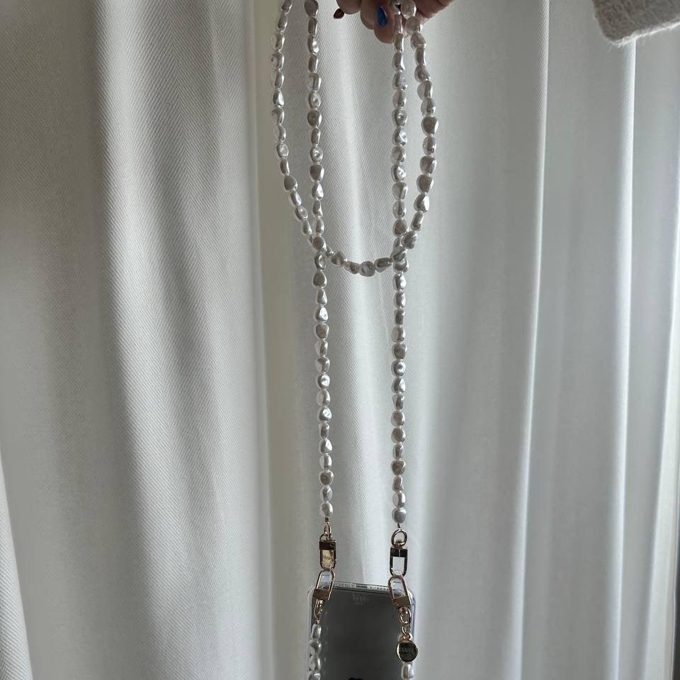 xoxo Wildhearts - iPhone 15 Pro Max - Pearlfection Transparant Cord Case - Long cord