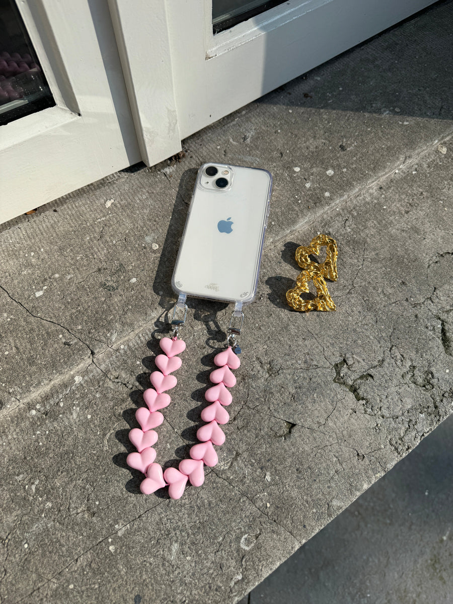 iPhone 13 Mini - Funky Hearts Transparant Cord Case