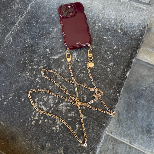 xoxo Wildhearts Glossy Wavy Cord Case Burgundy - Dreamy (long) - iPhone 17 Pro