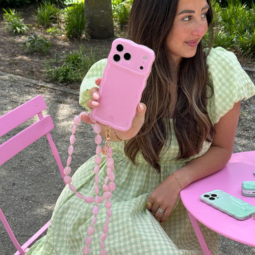 Glossy Wavy Case Bubble Blush - Ocean Cord (long) - iPhone 17