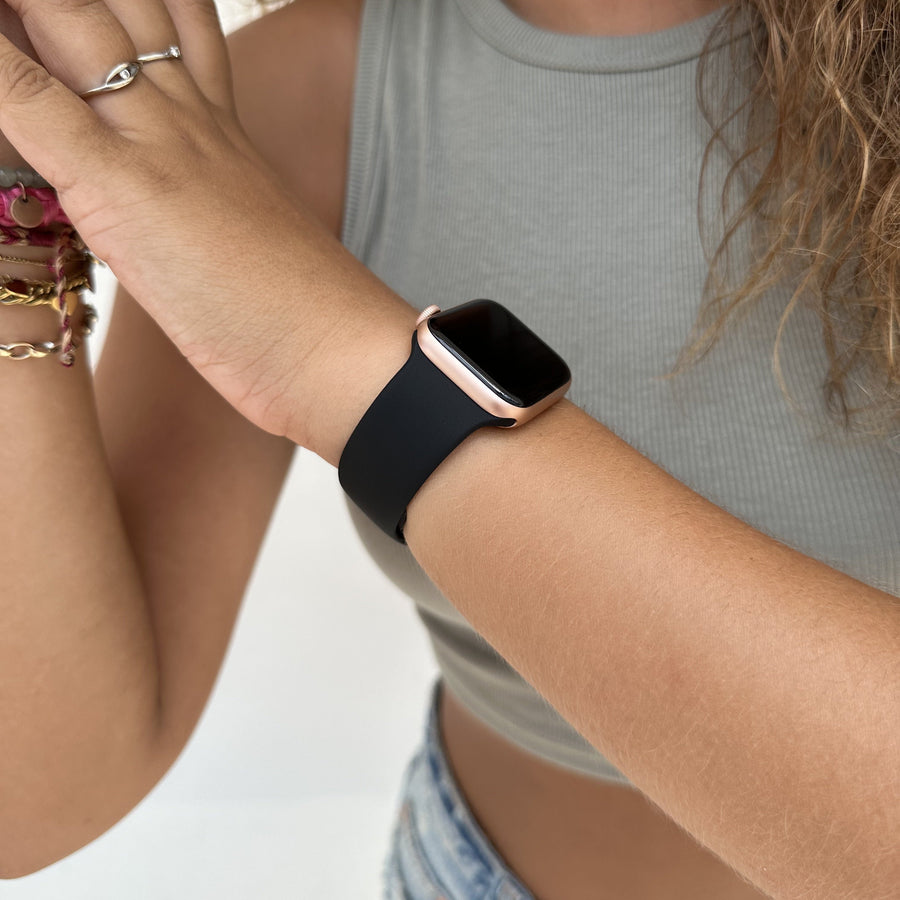 xoxo Wildhearts - Apple Watch siliconen bandje zwart - 44/45/46/49mm