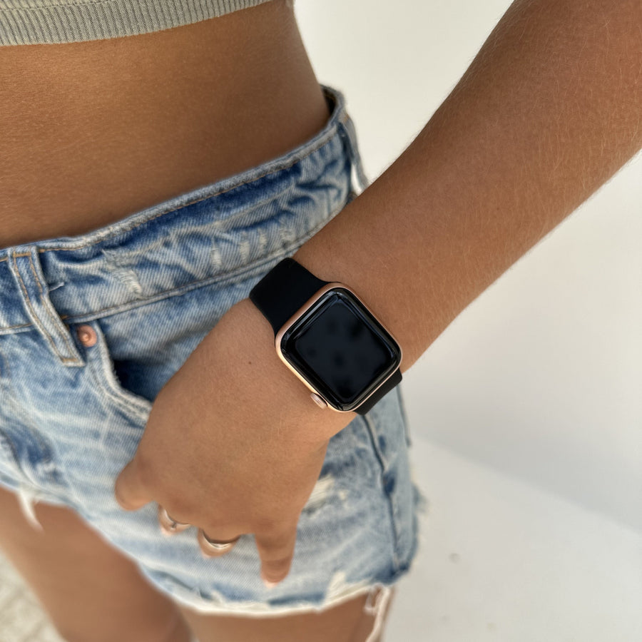 xoxo Wildhearts - Apple Watch siliconen bandje zwart - 44/45/46/49mm