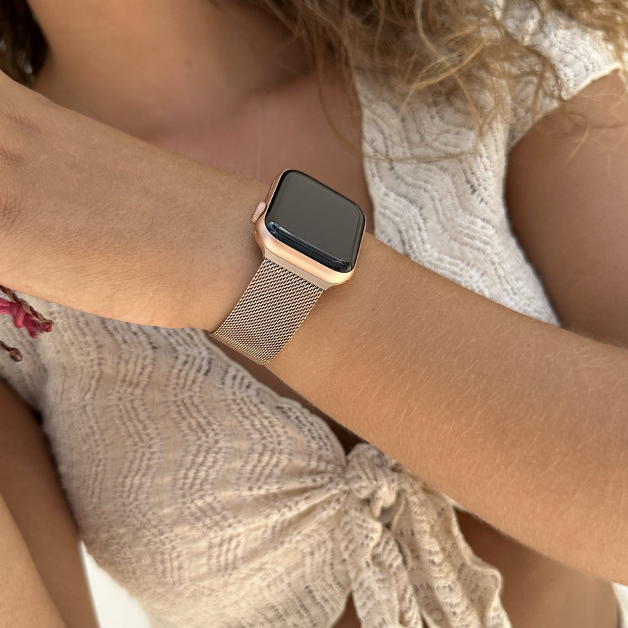 Apple Watch Milanees bandje rosé goud