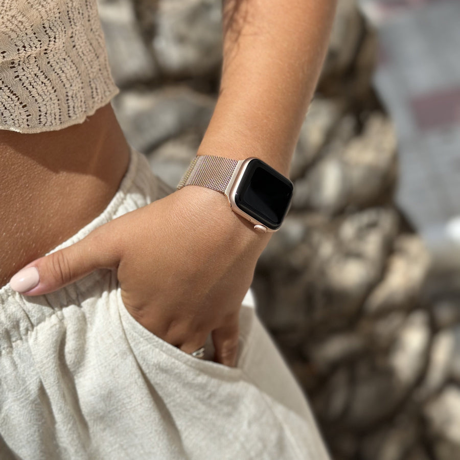 Apple Watch Milanees bandje rosé goud