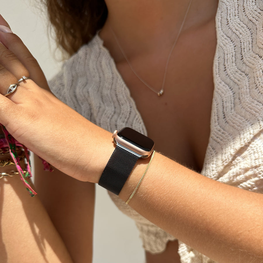 xoxo Wildhearts - Apple Watch Milanees bandje zwart - 44/45/46/49mm