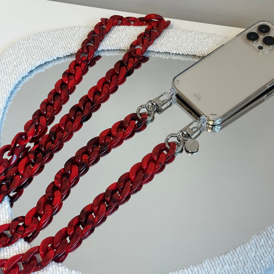 xoxo Wildhearts - iPhone 11 Pro Max - Red Roses Transparant Cord Case - Long Cord