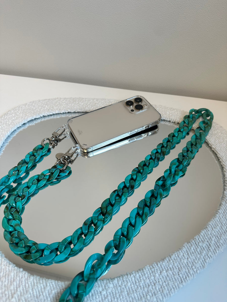 iPhone 11 Pro Max - Blue Ocean Transparant Cord Case - Long Cord