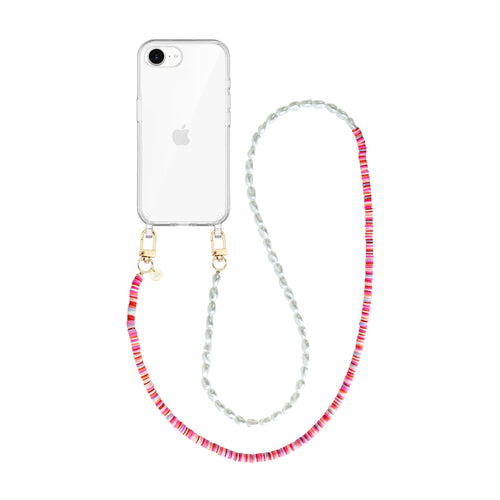 xoxo Wildhearts iPhone 16e - Island Girl Transparant Cord Case - Long Cord