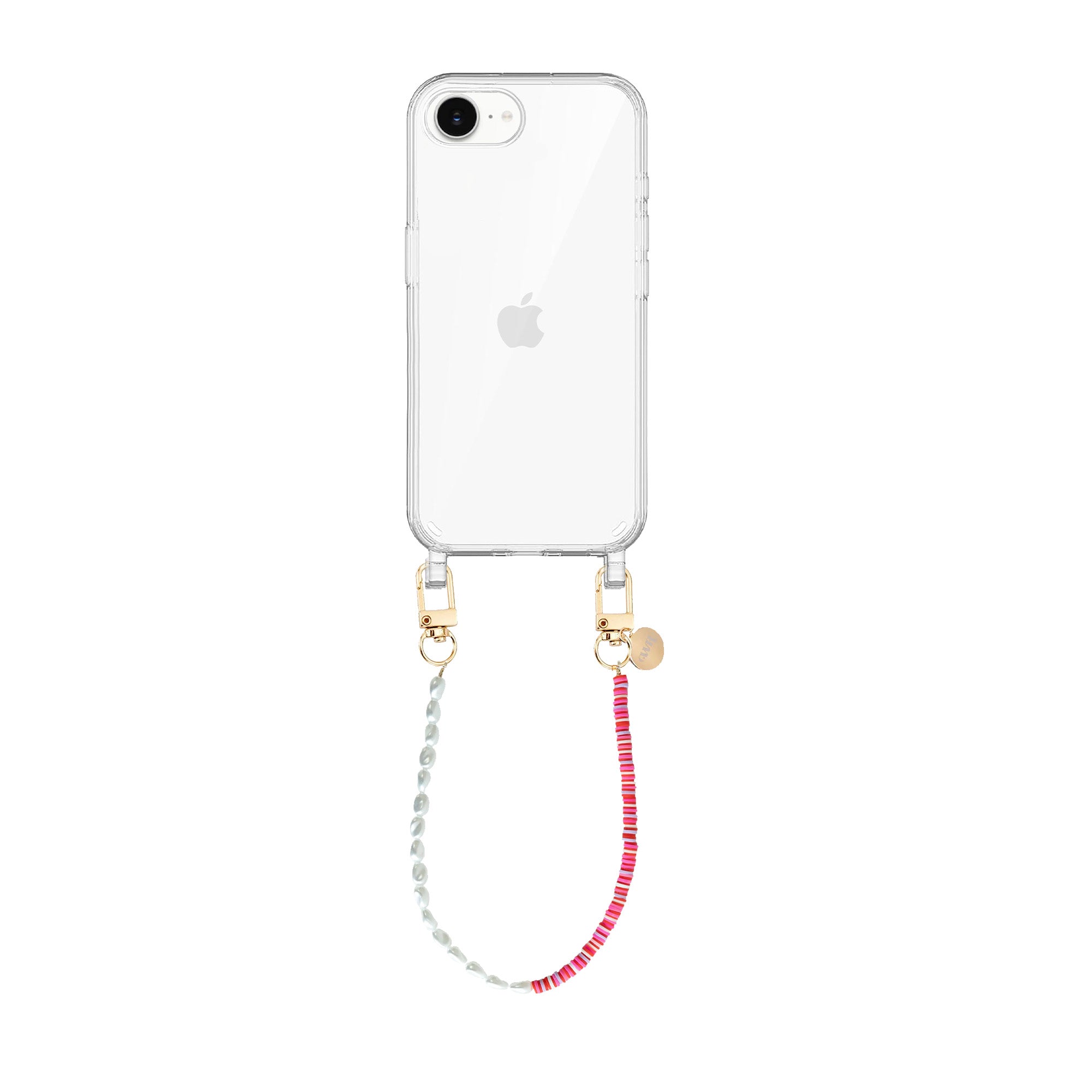 xoxo Wildhearts iPhone 16e - Island Girl Transparant Cord Case - Short Cord