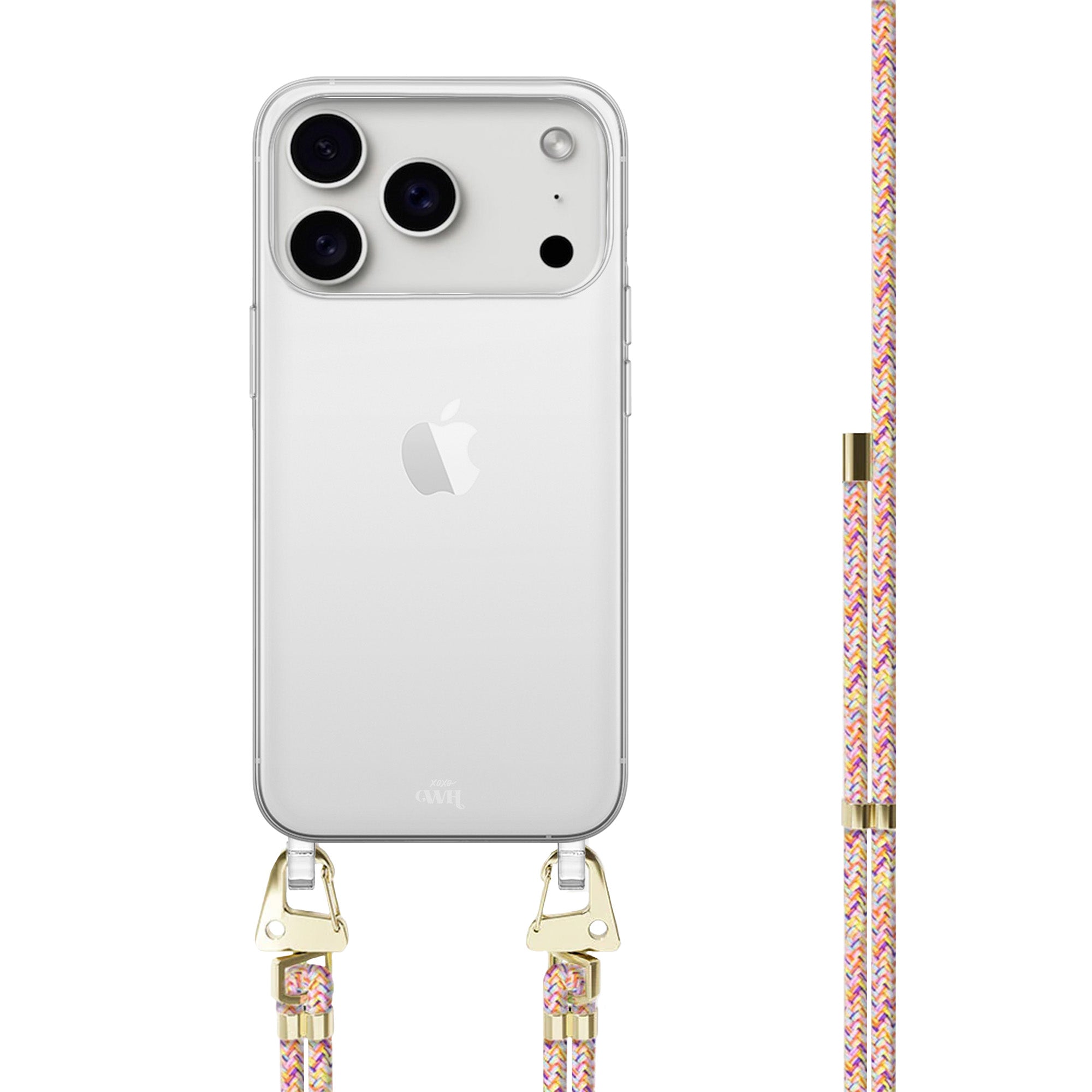 xoxo Wildhearts iPhone 17 Pro - Rainbow Vibes Transparant Cord Case