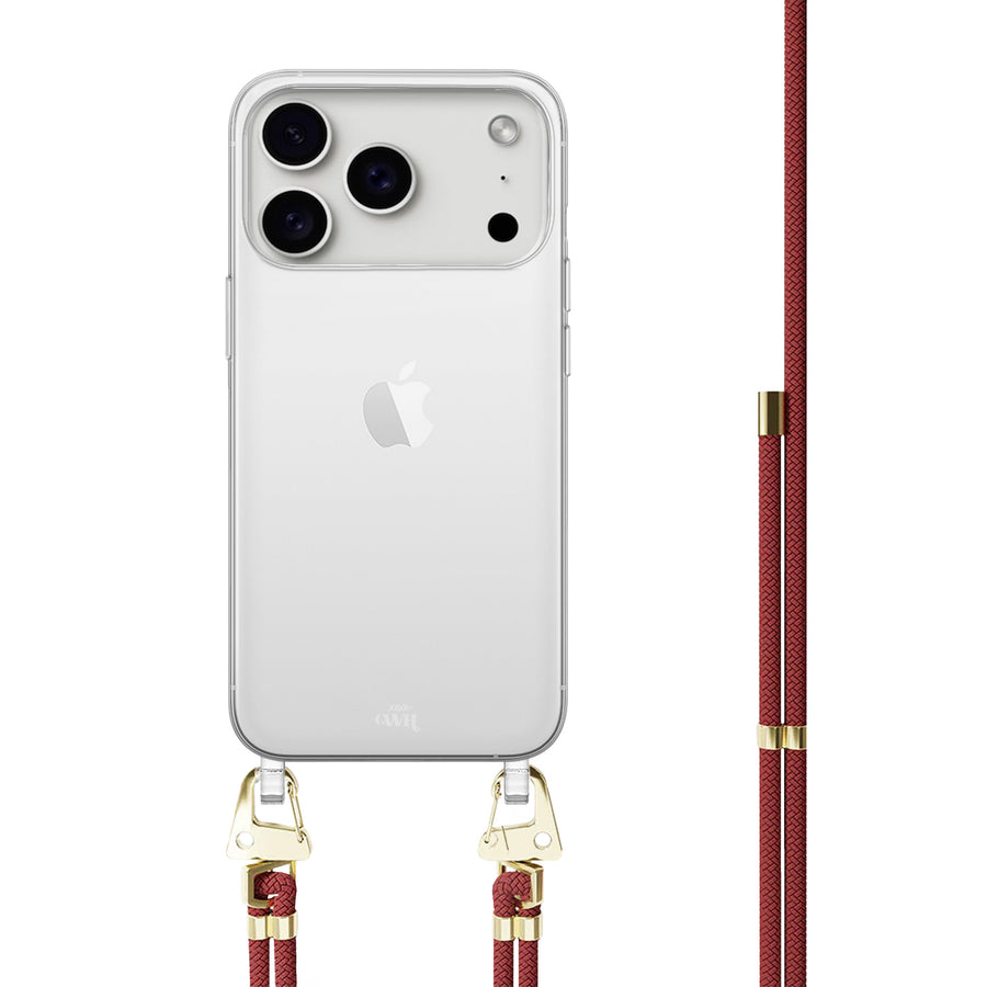 iPhone 17 Pro Max - Red Rules Transparant Cord Case