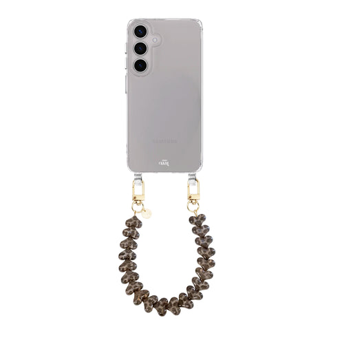 Funky Hearts Leopard Transparant Cord Case - Samsung Galaxy S23 Plus