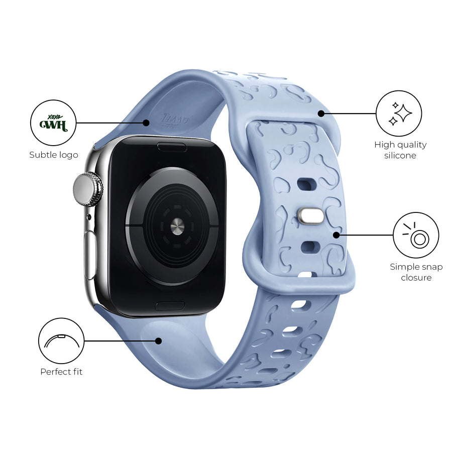 xoxo Wildhearts - Apple Watch siliconen bandje Leopard Print - light blue - 38/40/41/42mm