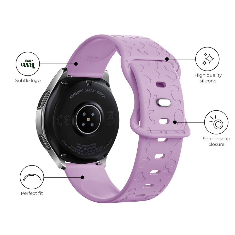 xoxo Wildhearts - Samsung Galaxy Watch 6 Classic 47mm siliconen bandje Leopard Print - lilac