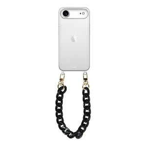 xoxo Wildhearts iPhone 17 Air - Marble Black Transparant Cord Case - Short Cord