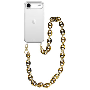 xoxo Wildhearts iPhone 17 Air - Marble Brown Transparant Cord Case - Long Cord