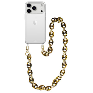 xoxo Wildhearts iPhone 17 Pro - Marble Brown Transparant Cord Case - Long Cord