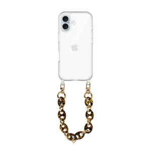 xoxo Wildhearts iPhone 17 - Marble Brown Transparant Cord Case - Short Cord