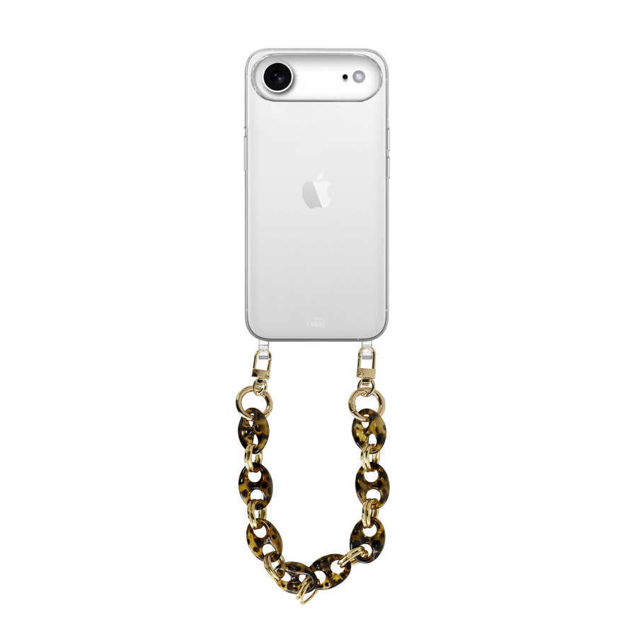 iPhone 17 Air - Marble Brown Transparant Cord Case - Short Cord