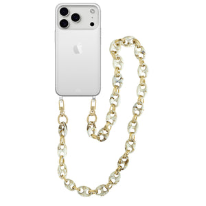xoxo Wildhearts iPhone 17 Pro - Marble Creme Transparant Cord Case - Long Cord